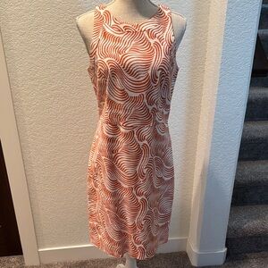 Orange/white sleeves linen dress